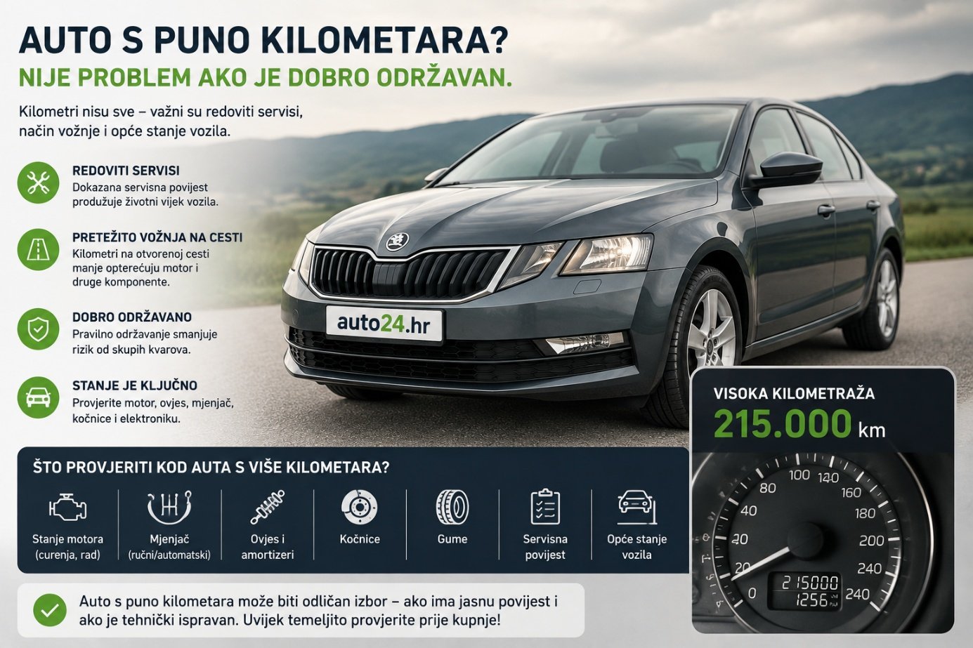 Što provjeriti kod rabljenog automobila s puno kilometara
